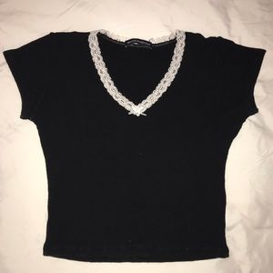 Brandy Melville black cropped waffle t shirt